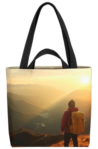 Backpacker mountains landscape