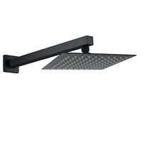 Matte Black Square 8 Inch 200mm Shower Head 400mm Brass Straight Wall Arm Set 