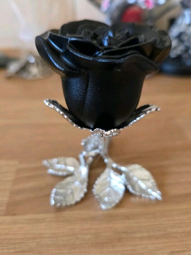 Black obsidian rose carving - obsidian,