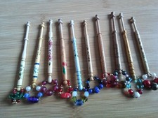 10 Wood Lace Making  Bobbins With Spangles # 12