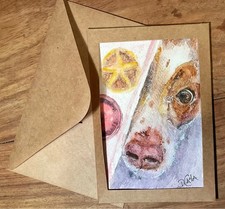 Original Watercolour painting Springer spaniel Dog picture Gift Card Xmas