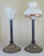 Pair of Handmade Metal and Glass Table Lamps CH32