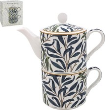 William Morris Willow Bow Tea Set For One Tea Pot & Cup Saucer Gift Box Blue