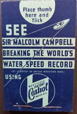 CASTROL FLICK BOOK showing Malcolm Campbell Breaking World Water Speed in 1937