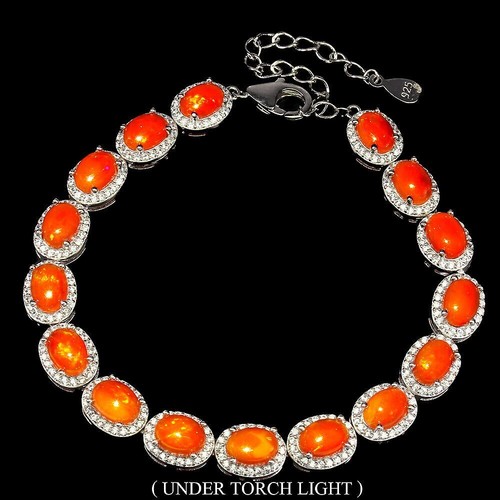 Silver bracelet fire opal - bracelet,