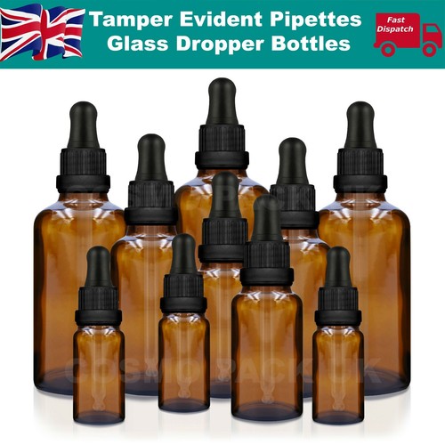 Amber glass dropper bottles - glass,