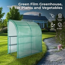 Walk-In Lean to Wall Greenhouse Door 214Lx 120W x 215Hcm Green  Grow  House