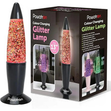 13" Glitter Lava Lamp - USB Colour Changing Mood Light (Retro Rocket) Relaxing