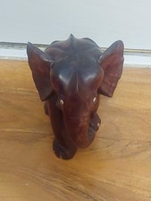 Hand Carved Wooden Elephant Sculpture African Elephant Figure Ornament Souvenir