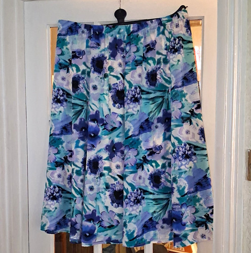 Blue green white floral - blue/green/white,