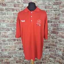 F1 Mercedes Benz Polo Shirt Mens Large Red Knitted Short Sleeve West 100% Cotton