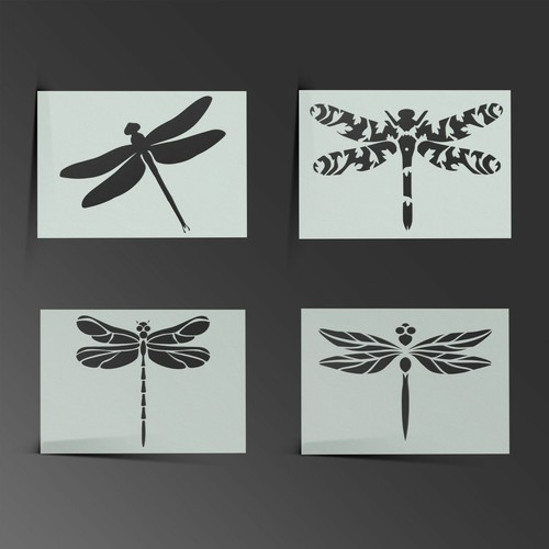 Dragonfly stencil moon shabby - stencil,