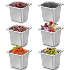 6 Pack Hotel Pans, 1/6 Size 6"