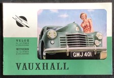 VAUXHALL Velox & Wyvern Car Sales Brochure Sep 1949-50  Ref V948/9/49