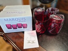 New WATERFORD Marquis BROOKSIDE Red DOUBLE OLD FASHION Glasses SET/4 Free Ship