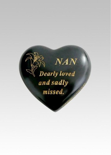Black gold lily heart stone - heart,