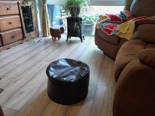 Brown leather beanbag - brown,