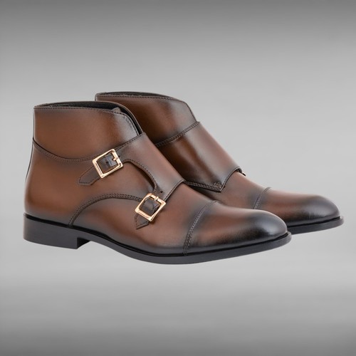 Men brown double monk strap - brown,