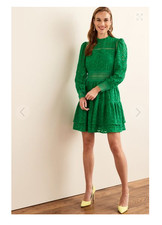 Long Sleeve Lace Mini Dress Long Sleeve Embroidered UK18 Ruffle details E4336