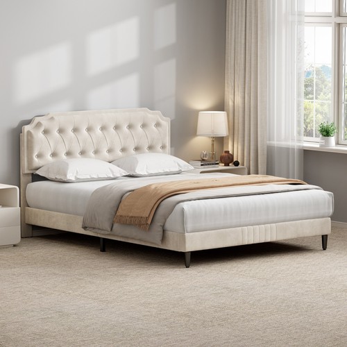Chelsey upholstered bed frame - bed,