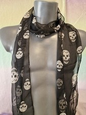 Long Black Skull Scarf -