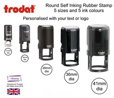 PERSONALISED ROUND SELF INKING RUBBER STAMP CUSTOM LOGO LOYALTY CARD GEOCACHING