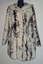 Vintage 1960s Ladies Faux Fur Coat Deep Pile Fabric Stone dri Size XL