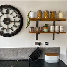 Scaffold Board Rustic Shelf 15cm Deep Industrial Solid Wood Chic + 2 Brackets