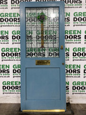 1930s FRONT DOOR STAINED GLASS EXTERNAL EXTERIOR VINTAGE ANTIQUE RECLAIMED WOOD