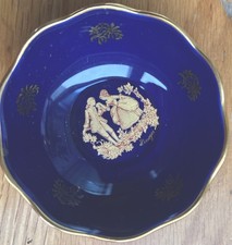 Limoges France Mini Cobalt Blue Porcelain Plate Romantic Courting Couple