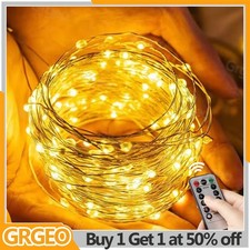 50/100/200 LED Battery Operated LED String Fairy Lights Copper Wire With Remote