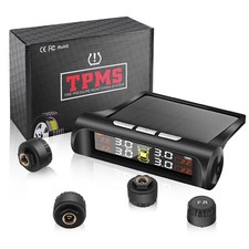 Wireless Solar TPMS LCD Car Tire Pressure Monitoring System 4 External Sensors