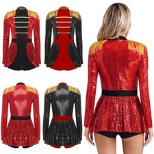 Women's Circus Ringmaster Costume Lion Tamer Jacket Skirted Leotard Jumpsuit