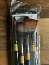 Daler Rowney System 3 Acrylic Brush Pack Set 501 Round Fan Flat Bright
