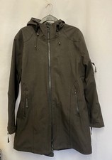 Ilse Jacobsen Raincoat Women's Size 14 Grey Hooded Water Repellent Taped Seams