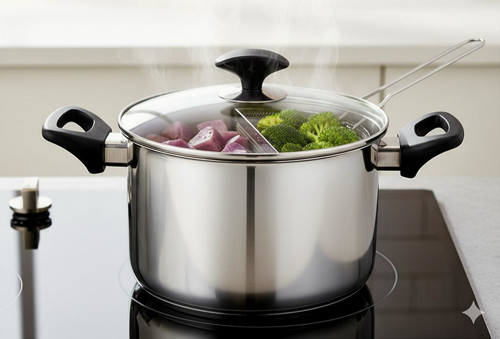 Stainless steel cooking pot - steel,