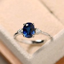 14K White Gold Over 2Ct Oval
