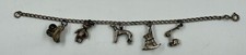 Vintage 1970s Sterling Silver Charm Bracelet with 5 Childhood-Themed Charms