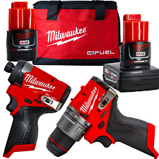 Milwaukee M12 FUEL 3453 Impact Driver 3404 Hammer Drill 4.0Ah 2.0Ah and FUEL BAG
