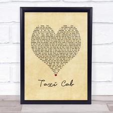 Taxi Cab Vintage Heart Song Lyric Quote Music Print
