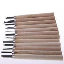 12 PIECE LINO & WOOD CARVING CHISEL TOOL SET - SCULPTURE CARPENTRY MODEL MAKING