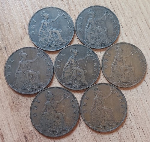 1934 british penny - x,