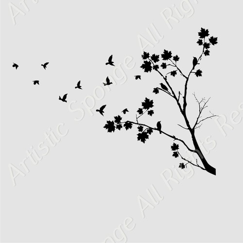 Tree flying birds big sizes - tree,