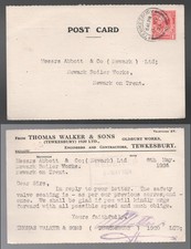1924 KGV TEWKESBURY. Thomas Walker & Sons Engineer. 1d Postcard