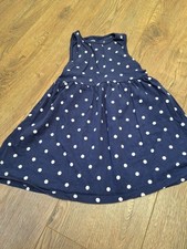 Girls 4-5 Years Blue Short Sleeve Spotty Dress (B94)