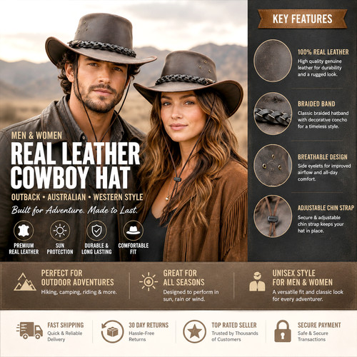 Men women real leather cowboy - real,