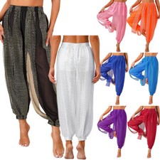 Belly Dance Pants for Women Sequined Dots Chiffon Bloomers Bollywood Dancewear