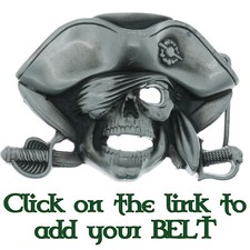 Pirate Skull & Sword Belt Buckle Metal Biker Pewter Style Halloween