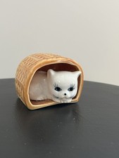 Vintage White Kitten Cat in a