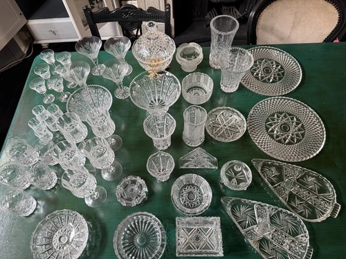 Vintage crystal glass job lot - crystal,